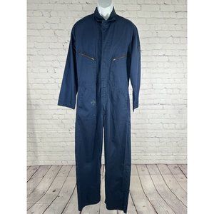 Vintage Sears Work Leisure Overalls Zipper Button Mechanic Blue Coveralls 42T